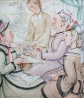 Lot 150 - Patience Arnold, Afternoon Tea, watercolour