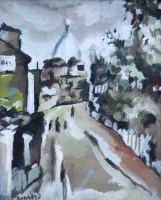 Lot 168 - Bonnard, Street scene with figures, gouache