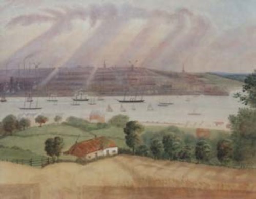 Lot 248 - English School, 19th century, View over the River Mersey, watercolour