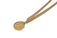 Lot 51 - Victorian sovereign pendant on 18ct yellow gold chain