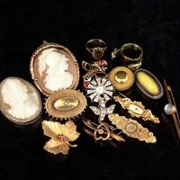 Lot 325 - Two oval cameos and several other brooches and a
