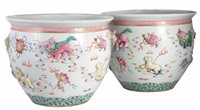 Lot 47 - Pair of Chinese famille rose fish bowls