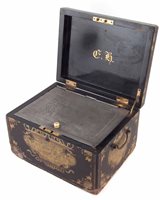 Lot 286 - Chinese Export Black lacquer and gilt tea box