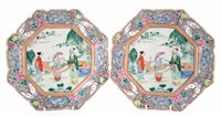Lot 54 - A pair of Japanese octagonal chargers