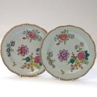 Lot 521 - Pair of Chinese famille rose plates.