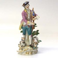 Lot 565 - Meissen figure with bagpipes.