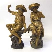 Lot 588 - Pair of Goldscheider figures of boys