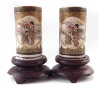 Lot 3 - Pair of small Japanese Satsuma vases