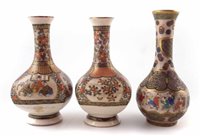 Lot 6 - Japanese Satsuma vase and a pair of vases