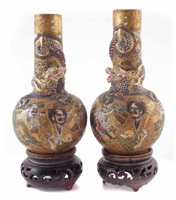 Lot 7 - Pair of Japanese Satsuma vases