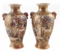 Lot 11 - Pair of Japanese Satsuma vases