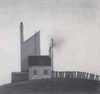 Lot 123 - Trevor Grimshaw, Houses on hilltop, pencil