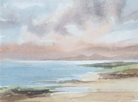 Lot 144 - Aubrey Phillips, Evening over the Welsh Border; View from Sanna Bay and Winter -  Towards Wales, watercolour and pastel (3)