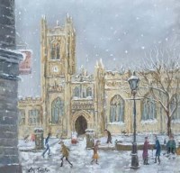 Lot 147 - Liz Taylor, Manchester Cathedral, pastel