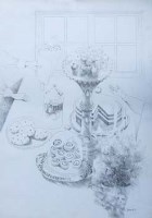 Lot 173 - Mary Fedden, Afternoon tea, pencil