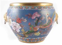 Lot 28 - Cloisonné twin handled jardinière.