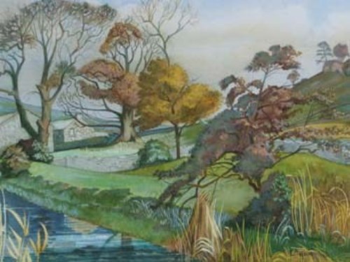Lot 192 - Ethelbert White, rural landscape with stream, watercolour