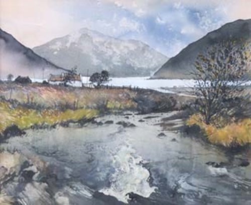 Lot 216 - Chris Dearden, Still Flows the Stream - Co. Sligo, watercolour