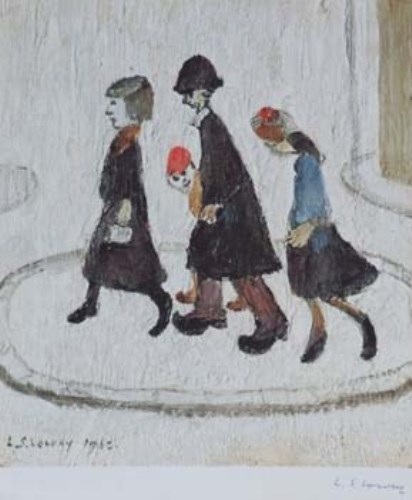 Lot 240 - After L.S. Lowry, The Family, signed print