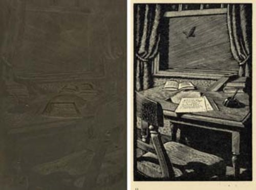 Lot 260 - C.F. Tunnicliffe, The writing table, woodblock