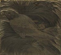 Lot 263 - C.F. Tunnicliffe, cuckoo on the nest, woodblock