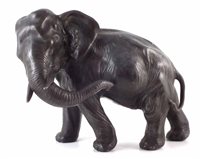 Lot 34 - Japanese spelter model of an elephant