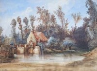 Lot 328 - W. Muller, Watermill, watercolour