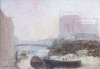 Lot 333 - Camille A. Solon, canal scene, oil