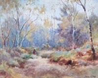 Lot 353 - James Aitken, woodland scene with figure, watercolour