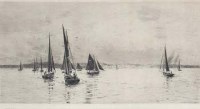 Lot 365 - W.L. Wyllie, Ryde, Isle Of Wight From Portsmouth Harbour Entrance, signed etching