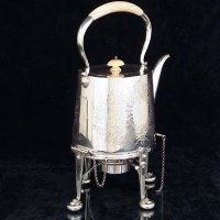 Lot 380 - Victorian silver tea kettle, stand and burner