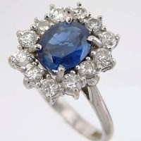 Lot 420 - Sapphire and diamond cluster ring