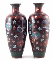 Lot 290 - Pair of Japanese Cloisonné vases