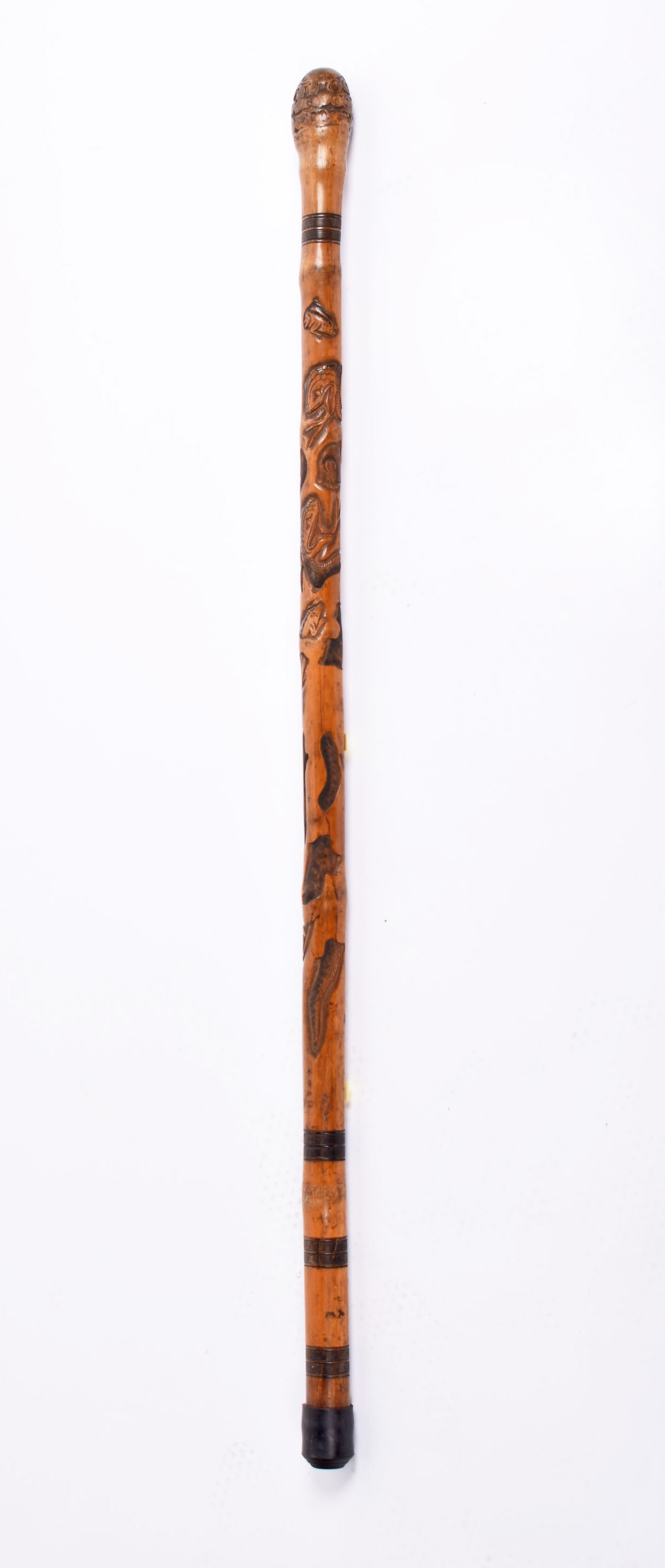 Lot 288 Chinese bamboo carved walking cane.