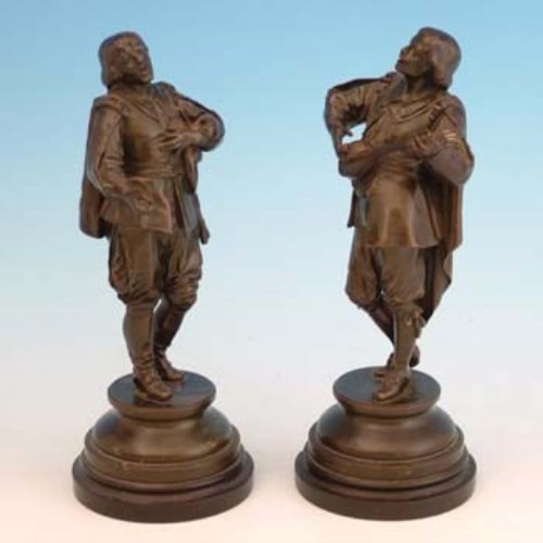 Lot 545 - Pair of bronze musicians