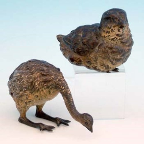 Lot 553 - 2 Cold painted Bronze birds after Bergmann