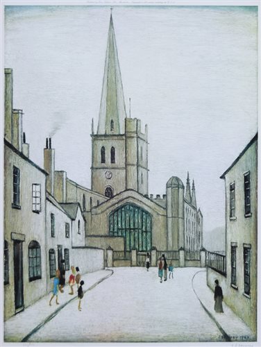 Lot 224 - After L.S. Lowry, "Burford Church", signed print.