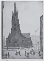 Lot 226 - After L.S Lowry, "St. Simon's Church", signed print.