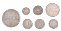 Lot 1 - Collection of seven King George II silver coins including 1745 half crown (7 coins).