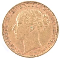Lot 12 - 1887 Queen Victoria gold sovereign.