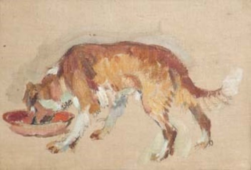 Lot 1 - Pierre Adolphe Valette, study of a dog, oil