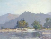 Lot 60 - Augustus W. Enness, river landscape, oil