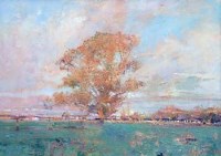 Lot 106 - Arthur Maderson, Autumn field oak, oil
