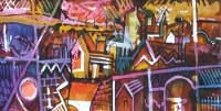 Lot 134 - Peter Stanaway, View over Lees, Oldham, mixed media