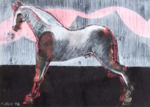 Lot 147 - Geoffrey Key, study of a horse, mixed media
