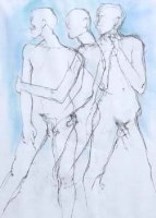 Lot 148 - Dawn Rowlands, male nude studies, coloured chalks (2)