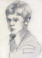 Lot 157 - R.O. Lenkiewicz, study of a boy, pencil