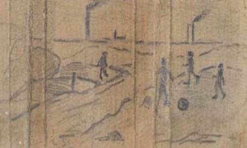 Lot 168 - L.S. Lowry, figures playing football, pencil