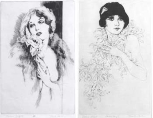 Lot 178 - Frank Martin, Corinne Griffith and Evelyn Brent, etchings (2)
