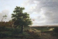 Lot 200 - Patrick Nasmyth, figures on a country road, oil